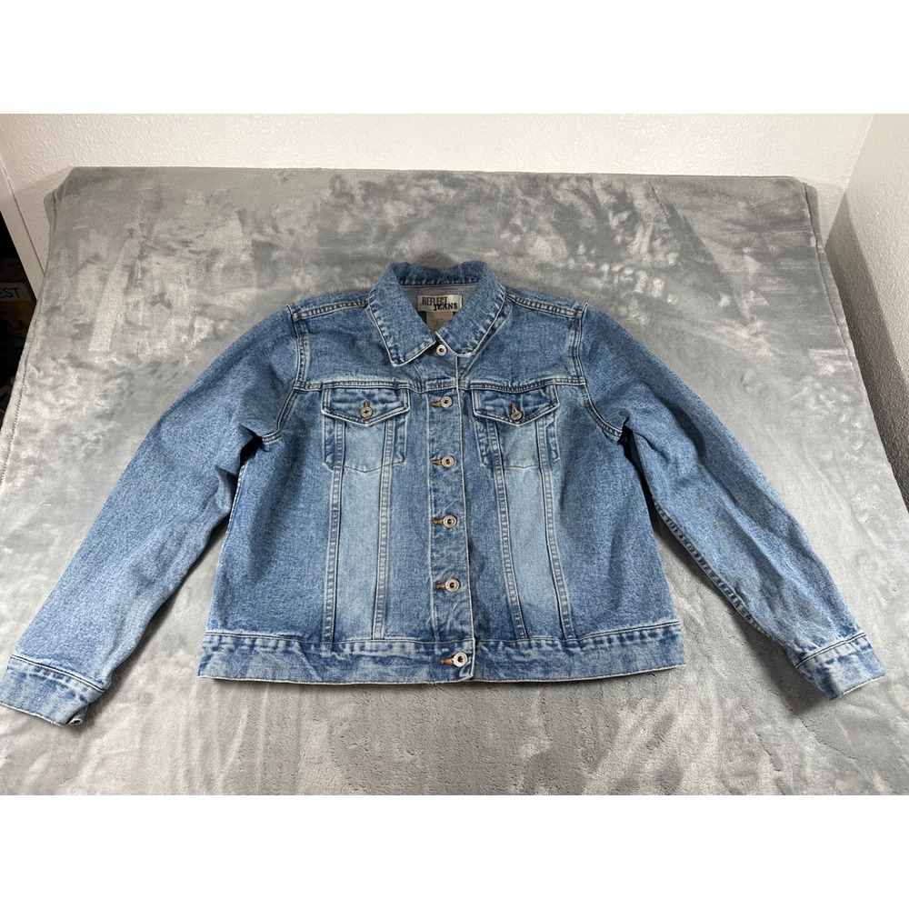 Reflect Jeans Blue Denim Trucker Jacket XL Medium Wash Cotton NOR-007